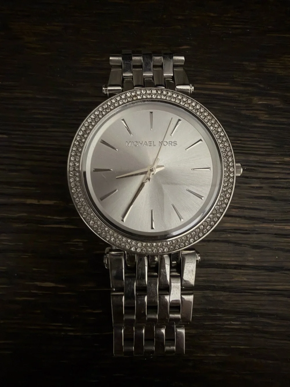 Michael Kors Silver Crystal-Trim Women's Bracelet Watch